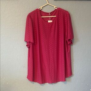 Elegant Fuchsia Short Sleeve Women's Top